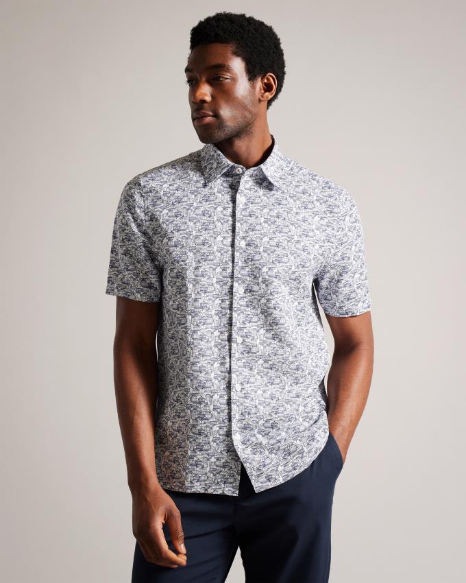 Chemises Ted Baker Short Sleeve Greenhouse Bleu Clair Homme | LYL-95325385